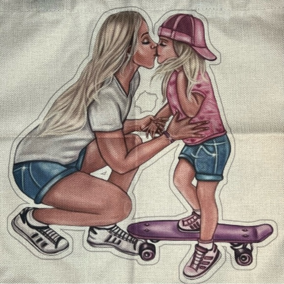 Eco-Friendly Cool Mom with Tom-Boy Skater Daughter Folding Tote Bag - Picture 9 of 14